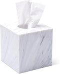 Tissue Box Cover Holder Square Marble Tissue Box Holder Bathroom Vanity Nightstand Bedroom Livingroom Decorative Decor Toilet Organizer Tissues (Marble, Square)