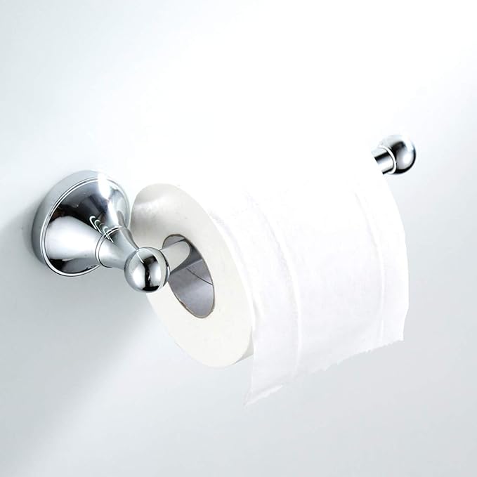 Flybath Toilet Paper Holder Without Cover Brass Bathroom Tissue Roll Bar Wall Mounted, 20 cm / 7.87 inches, Polished Chrome