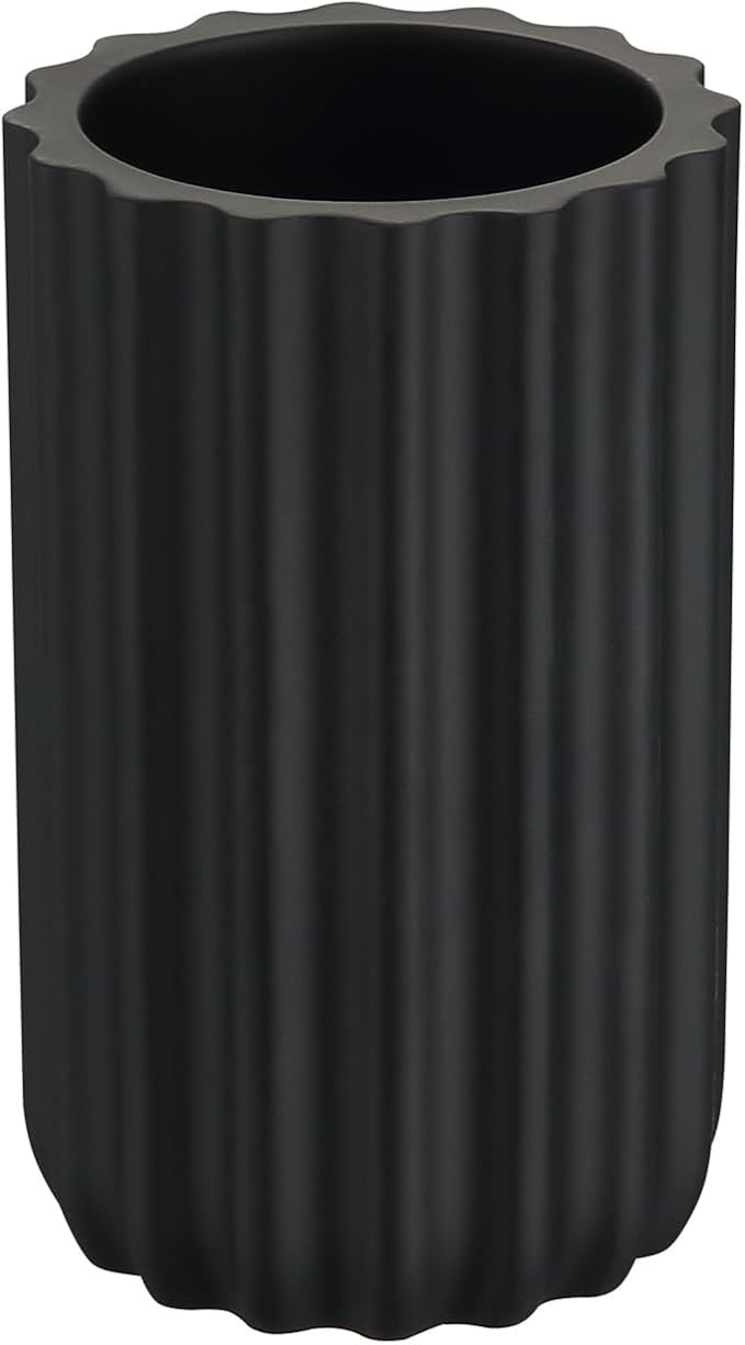 Matte Black Pen Holder Bathroom Tumbler Cup Round Organizer for Electric Toothbrushes Makeup Brushes, Toothbrush Toothpaste Holder for Countertop Bathroom Accessory