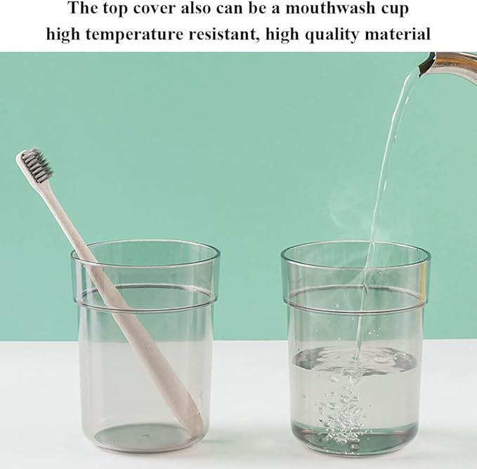 Toothbrush Holder with Cup/Cover Contains 3 Slots, Compatible with Conventional Toothbrushes, Can Store Toothpaste