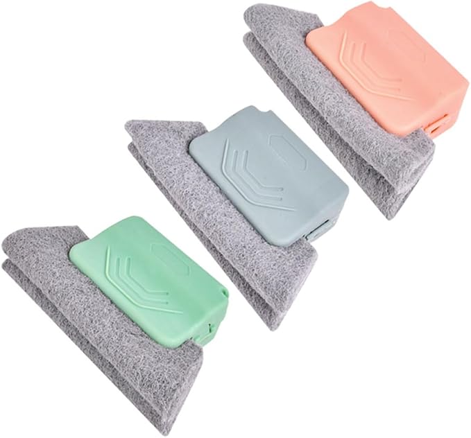 GALPADA 3pcs Window Track Cleaning Brushes Set with Crevice and Grout Scrub Tools, Handheld Narrow Gap Cleaner for Sliding Door Tracks and Household Small Space Cleaning
