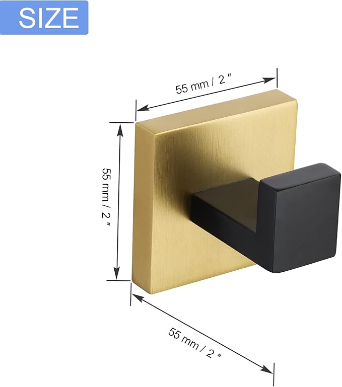 TQKAG Bathroom Towel Hook Coat Black and Gold Robe Clothes Bath Wall Hooks for Kitchen Garage,Stainless Steel Wall Mounted