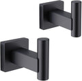GERZWY Bathroom Matte Black Coat Hook SUS 304 Stainless Steel Single Towel/Robe Clothes Hook for Bath Kitchen Garage Heavy Duty Contemporary Hotel Style Wall Mounted 2 Pack DG1407-BK