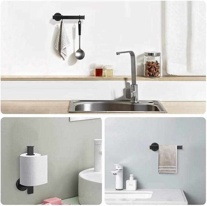 NearMoon Bath Square Toilet Paper Holder, Premium SUS304 Stainless Steel Rustproof Wall Mounted Toilet Roll Holder for Bathroom, Kitchen, Washroom (Matte Black)