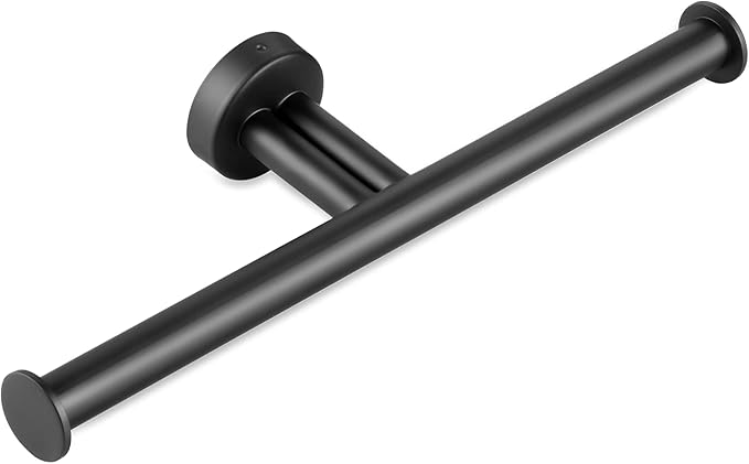 Matte Black Double Toilet Paper Holder, SUS304 Stainless Steel Dual Rolls Tissue Holder Wall Mounted for Bathroom Holding 2 Toilet Rolls