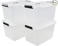 20 L Plastic Storage Bins with Latching Lids, Stackable Storage Containers for Garage, Closet, Kitchen, 4 Packs