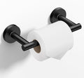 HITSLAM Toilet Paper Holder Wall Mount Matte Black, Double Post Pivoting Toilet Paper Roll Holder, SS304 Stainless Steel Bathroom Toilet Tissue Holder