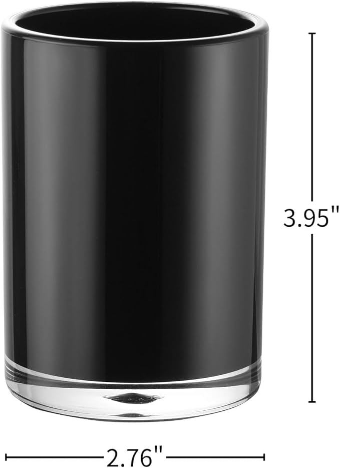 Premium Black Bathroom Tumbler, Toothbrush Cup, Reusable Bathroom Cup, Toothbrush Holder for Bathroom Vanity Countertops, 2 Pack