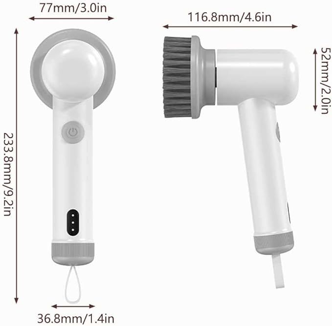 SagaSave Electric Spin Scrubber, Cordless Shower Scrubbers, 2 Speeds Electric Scrubber for Cleaning with 3 Replaceable Heads, Electric Cleaning Brush for Bathroom/Floor/Sink/Window, Grey