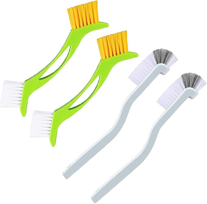 4-Piece Grout Cleaner and Scrub Brush Set Double-Headed Cleaning Brushes for Sinks Bottles and Tiles for Bathroom and Kitchen Cleaning