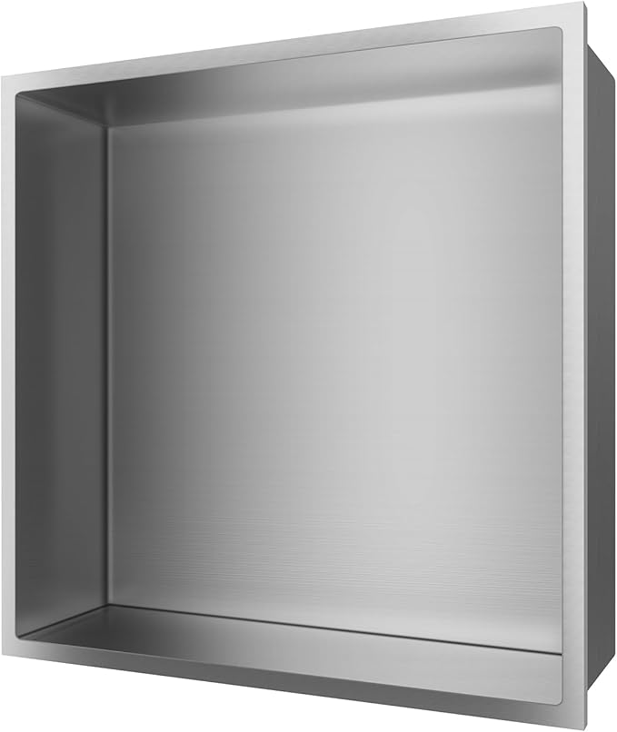 Shower Niche 12 x 12, Stainless Steel Shelf Recessed Shower Niche for Bathroom Storage No Tile Needed Over Mount Installation