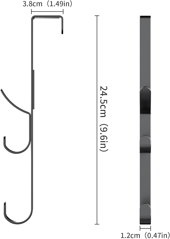 Over the Door Hooks hanger,over the door towel hook Organizer hanging for coat clothes backpack hat purse Metal Towel Rack Back of Shower for Bathroom,Dorm,Bedroom,Kitchen,Office Closet (Black-2Packs)