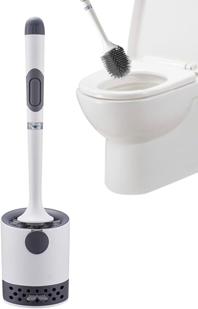 Toilet Brush and Holder Set | Toilet Scrubber,Long-Handle Ergonomic Attachment Scrubber Cleaning Tool Scrub-Resistant Bristles for Apartment Shower Bathroom RV Grout Restoration Sink Stone Floor