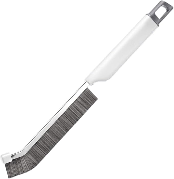 Crevice Brush – Hard Bristles Cleaning Tool with Stainless Steel Scraper for Grout Toilet Baseboard Window Screen Stove Slide Door, Household Bathroom Kitchen Small Space Corner Cleaners Accessory