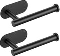 2 Packs Toilet Paper Holder No-Drill Self-Adhesive Towel Rack Stainless Steel Waterproof Rustproof Roll Paper Holder for Bathroom Washroom RVs (Black)