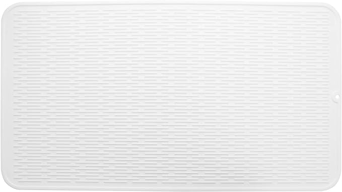 Silicone Dish Drying Mat for Multiple Usage,Easy clean,Eco-friendly,Heat-resistant Silicone Mat for Kitchen Counter or Sink,Refrigerator or Drawer Liner White 4XL 32 inches x 18 inches