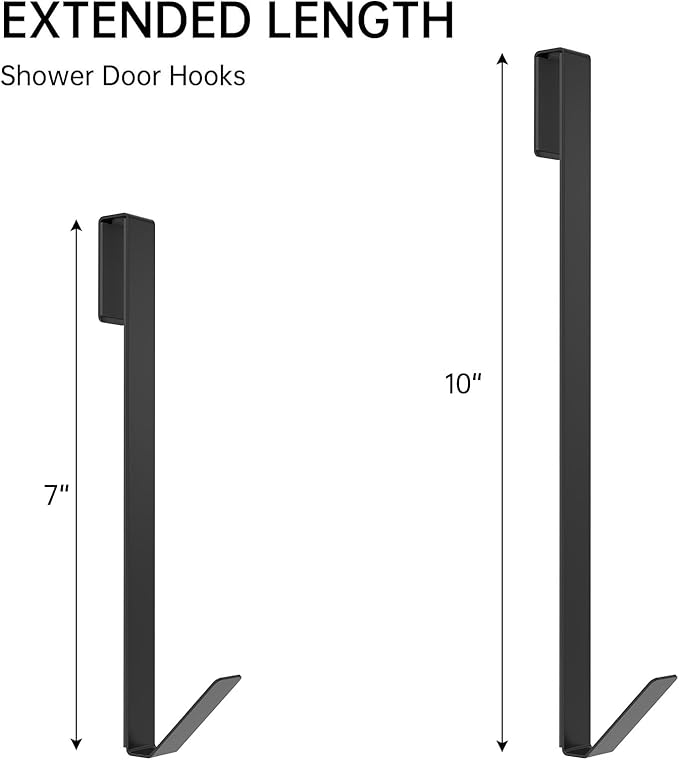 Linone 10 in Shower Door Hooks, Towel Hooks for Bathrooms, Shower Hooks for Towels,Heavy Duty Drilling-Free Extended Over Door Towel Hooks for Frameless Glass Shower Door, 3 Pack