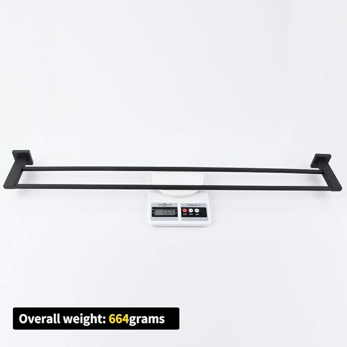 GERZWY Bathroom Double Towel Bar Matte Black Stainless Steel 36-Inch Bath Towel Rack Contemporary Style Wall Mount JG1902C92-BK