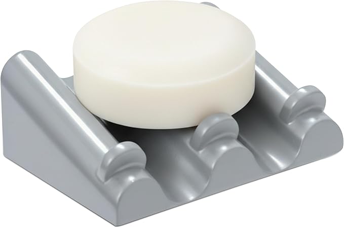DOXOLOGY Gray Marble Soap Dish Bathroom Organizer - Resin Soap Dish with Rectangular Design 3.7" L x 2.8" W - Self Draining Soap Dishes Keeps Countertop Neat - Marble Look Soap Tray for Sink