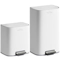mVm Kitchen Trash Can, 8 Gallon Trash Can and 5.3 Gallon Set, Smooth Edge Garbage Bin for Home Office (White)