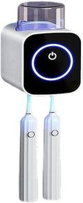 Toothbrush Holders for Bathroom, LED Toothbrush Cleaner Smart Home Bathroom Accessory Wall Mounted with Timer Function (White)