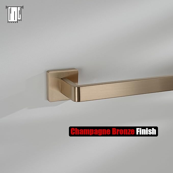 JQK Champagne Bronze Towel Bar, 12 Inch 304 Stainless Steel Thicken 0.8mm Towel Rack Bathroom, Towel Holder Wall Mount, Total Length 14.41 Inch, TB250L12-CB