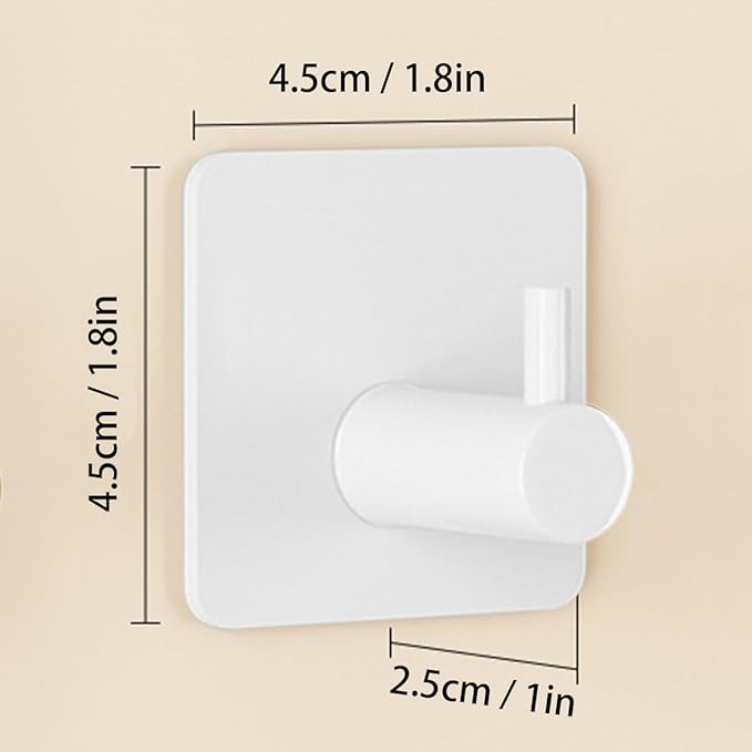 Miliocry 6 Packs Bathroom Towel Hooks, Adhesive Hooks Heavy Duty Wall Hook, Waterproof Stainless Steel Towel Hanger Robe Hat Coat Holder, Wall Mount Hooks for Bathroom,Bedroom,Kitchen(White-Square)