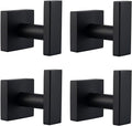 Angle Simple Matte Black Towel Hooks, SUS 304 Stainless Steel Bathroom Wall Hooks for Towel, Robe Coat Holder, 4 Pack