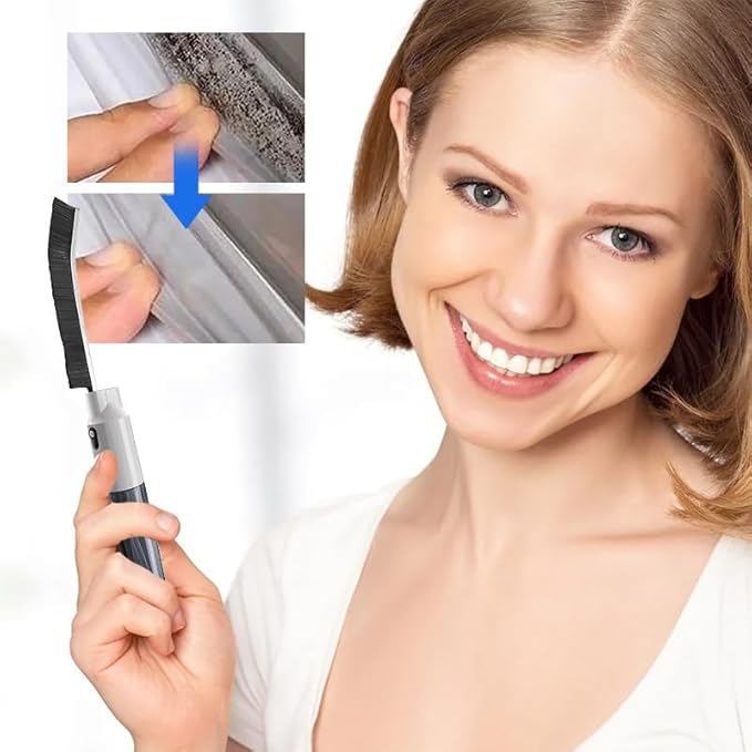 Hard Bristle Crevice Cleaning Brush with Spray Bottle, Grout Cleaner Tool with Stiff Bristles for Tight Spaces, Gap Cleaning Brush for Toilet, Bathroom, Kitchen Surfaces (3, Blue)