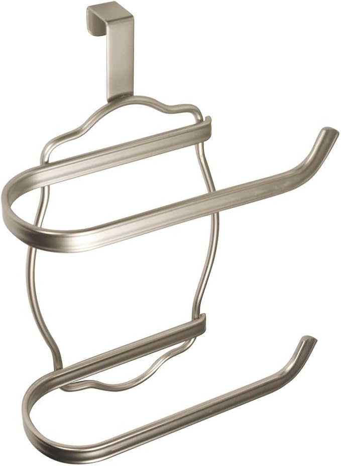 iDesign York Lyra Steel Over-the-Tank Toilet Paper Storage Dispenser - 7" x 4" x 9.5", Satin