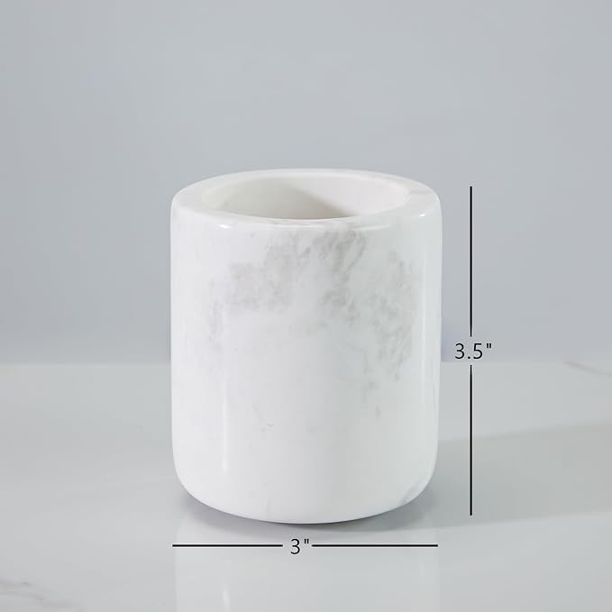 White Marble Toothbrush Holder for Bathroom, Natural Organic White Marble Toothbrush Cup, Mordern Style Texture Razor Holder, Razor Organizer for Dressing Table, Countertop, Hotel
