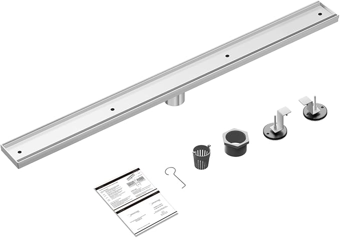 304 Stainless Steel Shower Drain, Removable Grate & Hair Catcher Bathroom Floor Drain with Waterproof Design for Tile Floor, CUPC Compliant (Tile Insert, 40 Inch)