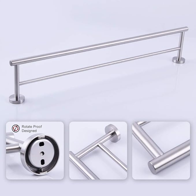 GERZWY Bathroom Double Towel Bar Stainless Steel 36-Inch Bath Towel Bar Modern Style Wall Mount Brushed Finish AG1102C92-LS