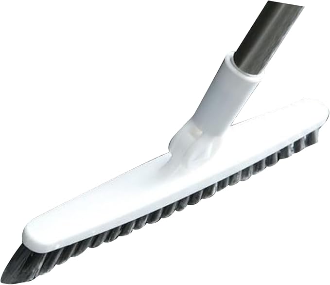 Long Handle Crevice Brush Floor Tile Grout Brush Corner with Sturdy Plastic for Bathroom Kitchen Toilet (White 120cm)