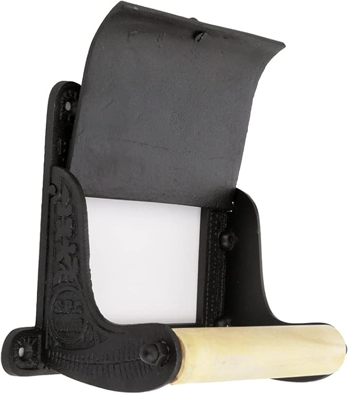 Renovators Supply Manufacturing Black Wall Mount Toilet Tissue Paper Holder 6.9" Wide Antique Ornate Victorian Style Solid Aluminum Rust Resistant Toilet Tissue Roll Holder Storage with Lid