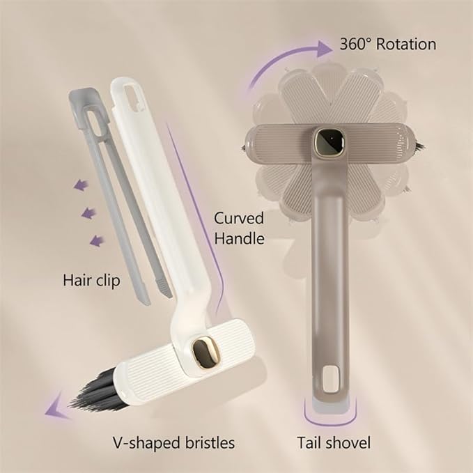 2Pcs Multi-Function Rotating Crevice Cleaning Brush Long Handle for Household Use, 360-Degree Rotating No Dead Corners Hard Bristle Crevice Cleaning Gap Brus Tool, for Bathroom Kitchens Tile Floors