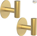 PMMASTO Adhesive Hooks, Matte Stainless Steel Sticky Hooks for Hanging, Self Adhesive Shower Wall Hooks, Towel Hooks Heavy Duty for Bathroom, Bedroom RV and Kitchen (Gold “T ”Shape 2PC-R)