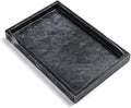 Black Marble Tray, Stone Bathroom Tray, Decorative Holder for Tissrue, Candle, Soap, Towel, Plant (Black - 10 x 6)