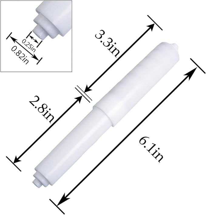 MEETOOT 6PCS 6.1Inch/15.5CM Plastic Spring Loaded Toilet Roll Holder Replacement Toilet Roll Holder Spring Loaded Replacement Lever White Roll Spindle Suitable for Simple Paper Roll Replacement