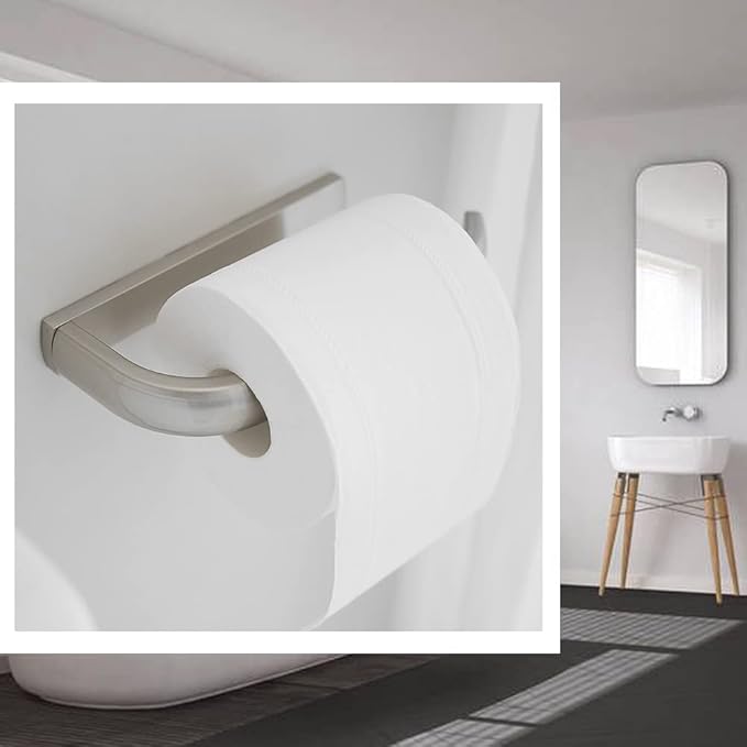 BESy Brass Toilet Tissue Paper Holder Brushed Nickel Bathroom Accessories Wall Mounted, Rust Protection