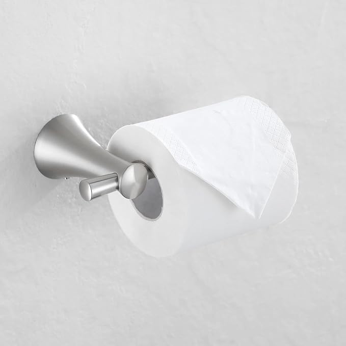 PARLOS Brass Toilet Paper Holder Tissue Roll Hanger for Bathroom & Kitchen Wall Mounted with Screws, Brushed Nickel