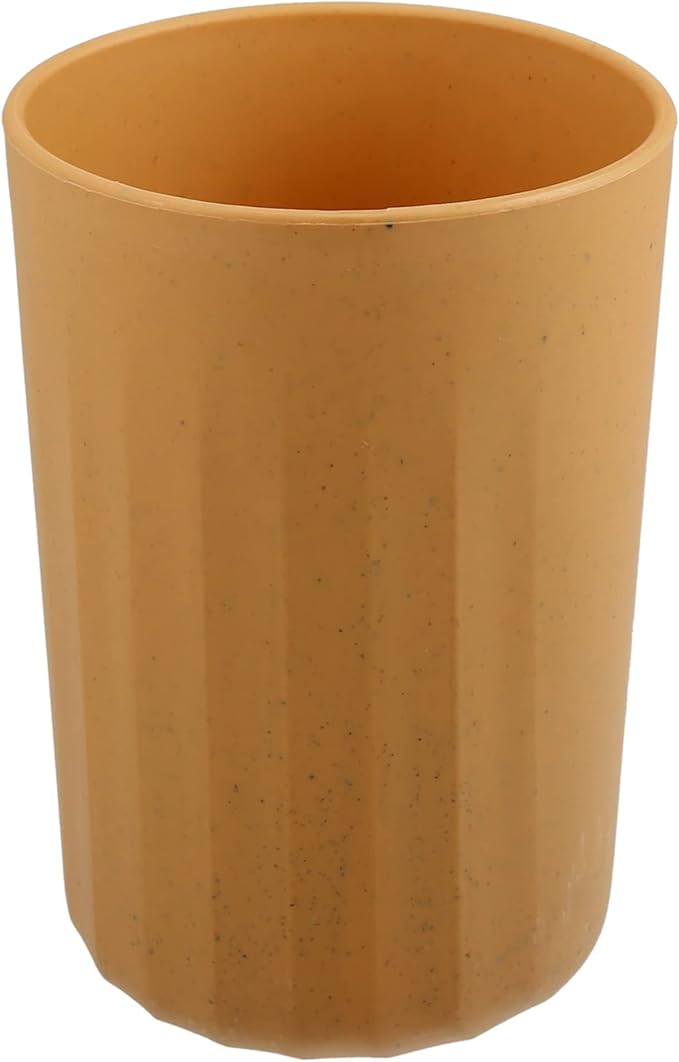 VOCOSTE 1Pc Bathroom Tumbler with Smooth Lines, Wheat Straw Cup, for Bathroom for Toothpaste Yellow 4.09''x2.80''