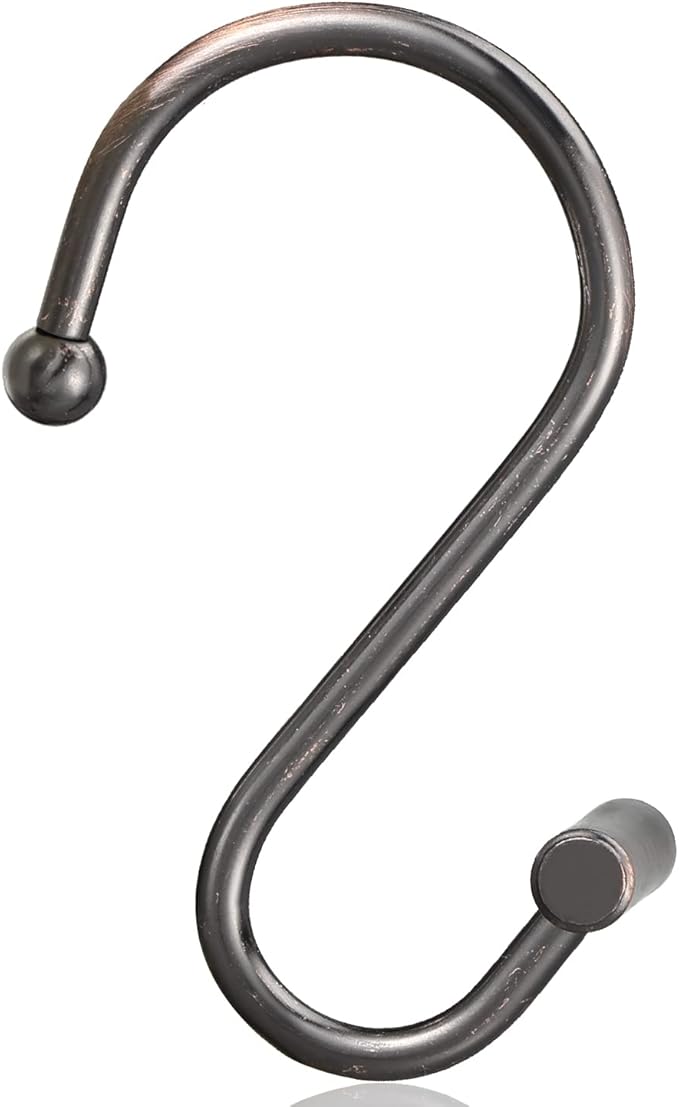Bronze Shower Curtain Hooks, Rust Proof Shower Curtain Rings for Bathroom, CHICTIE T-Bar Metal Decorative Shower Curtain Hooks Hangers for Shower Curtain Rod,Set of 12