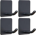 FOTYRIG Adhesive Towel Hooks No Drill Wall Hooks Stick on Wall Hangers Shower Hooks for Inside Shower Bathrooms Kitchen Door Black -4 Packs