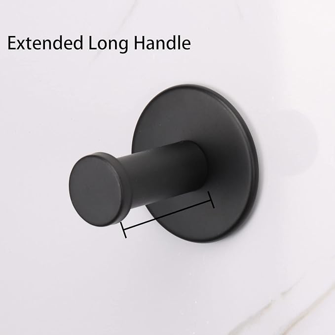 Bath Towel Hooks, 4 Pack Self Adhesive Coat Hooks, Sturdy No Drilling Robe Hook, SUS 304 Stainless Steel Heavy Duty Clothes Hanger, Wall Hooks for Bathroom Bedroom Kitchen (2 in, Black)