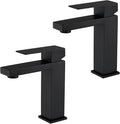 Black Bathroom Sink Faucet One Hole Faucet Single Handle 2 Packs 1 Hole Vanity SUS304 Stainless Steel Faucets for Bathroom Sink Matte Black Bathroom Faucet 2 Pieces, SF3-BK-P2