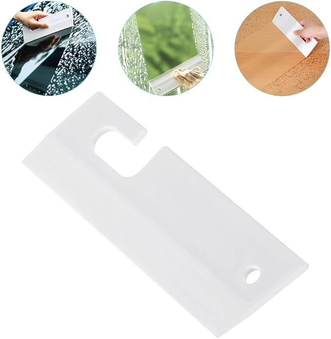 Silicone Squeegee for Window Cleaning and Shower Mirror, Small White Soft Rubber Scraper with Hanging Hole, Bathroom Glass and Tile Water Wiper for Car and Home Use