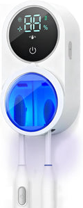 KLUEHOME Upgraded UV Toothbrush Sanitizer Holder for Bathroom, LED Smart Screen,Auto Light Cleaning and 140-Degree Air Drying, Rechargeable Mirror Wall Mounted,Fits Most Toothbrushes