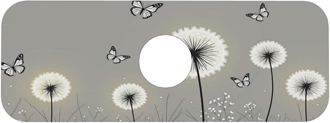 Butterfly Dandelion Floral 15" X 5.5" Kitchen Sink Splash Guard, Faucet Guard Draining Mat, Faucet Suction Pad For Kitchen Bathroom