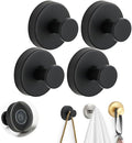 Suction Cup Hooks for Door Wreaths,2026 New No-Drill Hooks for Valentine's Decor,Stainless Steel Waterproof Suction Cup Hook,Holder Towel Hooks for Bathroom Wall,Kitchen,Glass,Tile (Black, 4 PCS)